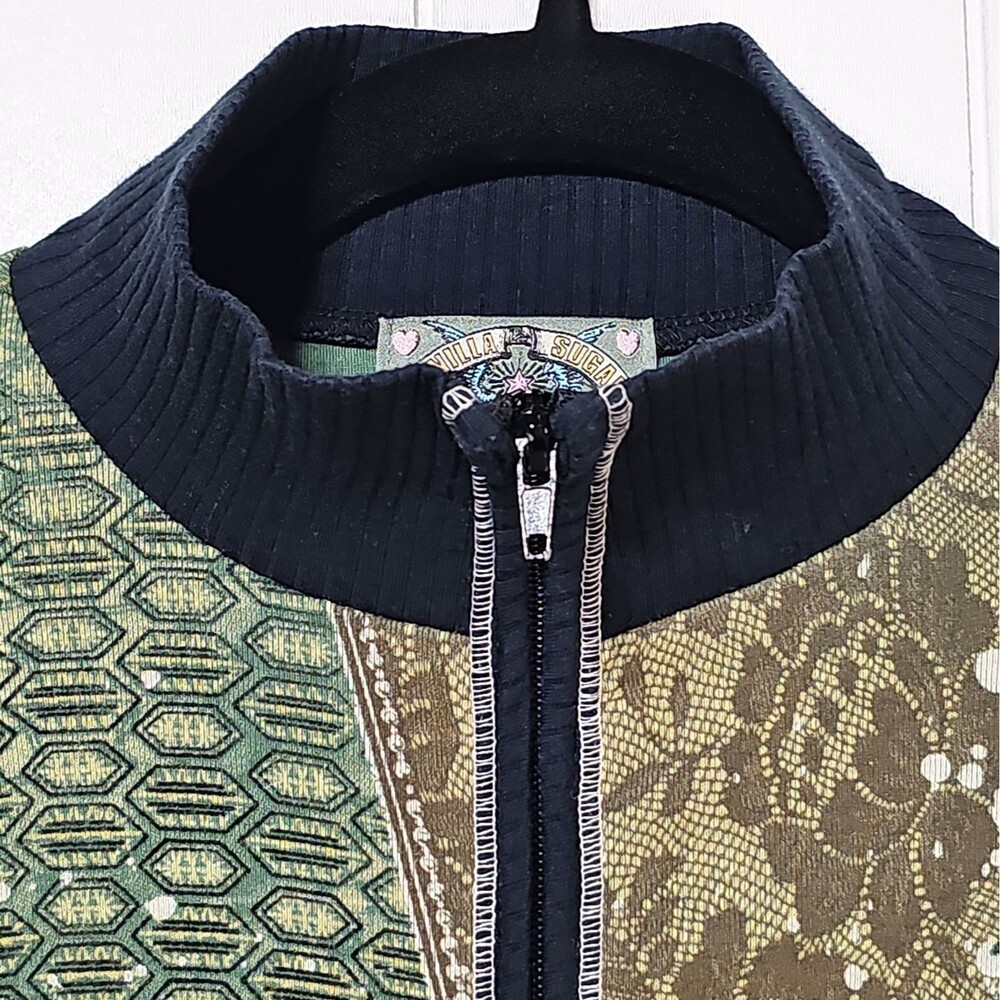 Vanilla Sugar Y2K Mixed Media Lace Floral Ikat Zip Up Jacket Large Fairy Grunge - Picture 9 of 16